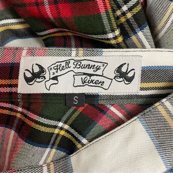 Hell Bunny Vixen Plaid Midi Skirt Red Green Tartan Swing Circle Skirt Size Small - Picture 8 of 11
